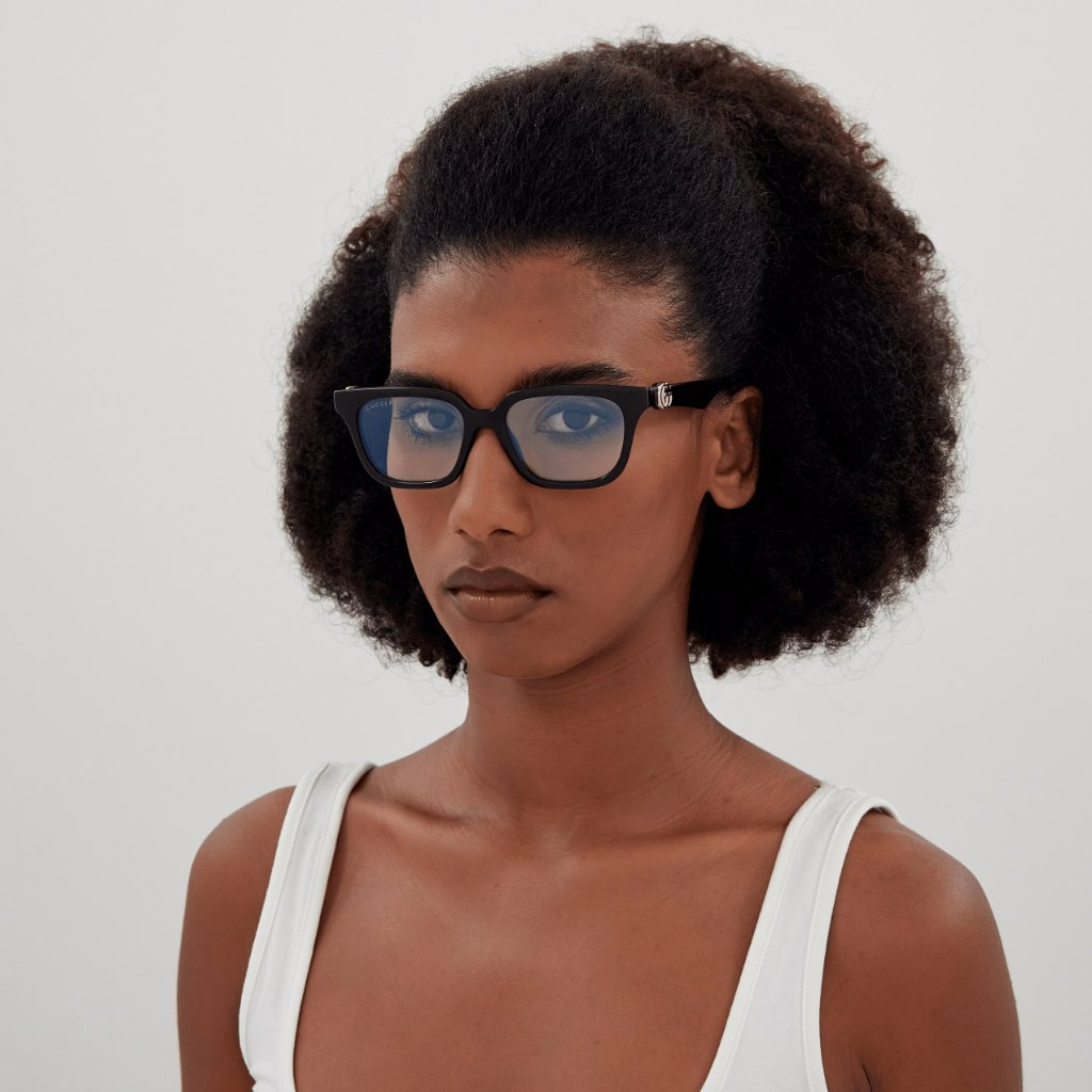 GUCCI スクエアフレムメカネ GG1536O 001 Gucci GG1536O 001 Eyeglasses Shiny Black - eye-oo.com